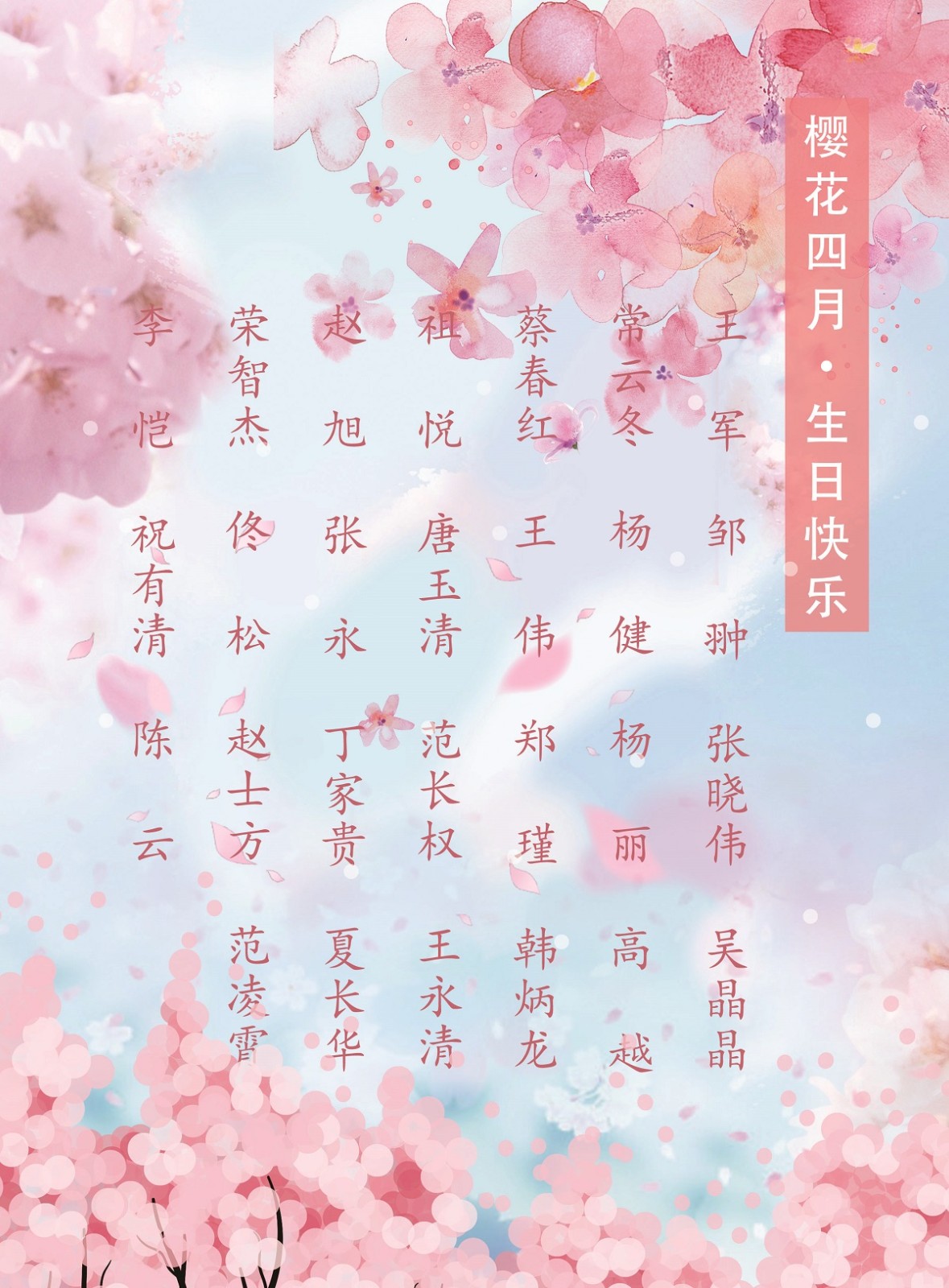 【生日祝福】恭祝04月生日的員工生日快樂！